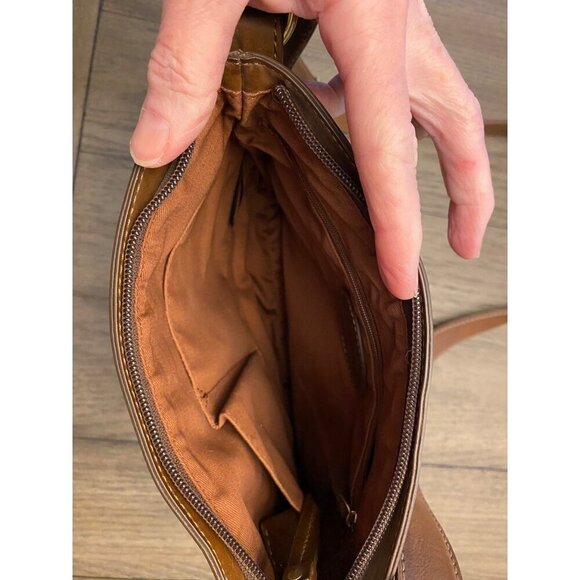 Fossil Brown Geometric Crossbody Bag With Adjustable Strap - Picture 9 of 16